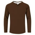 thumbnail image 6 of Feancey Men's Long Sleeve Henley Shirts Lightweight Button Collarless T-Shirt Lightweight Quick Dry Gym Workout Shirt Solid Color Basic Tees Brown XL, 6 of 6