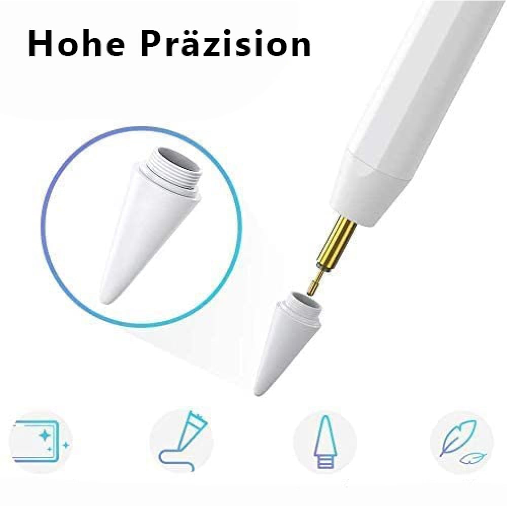 Magnetically Attachable Stylus Pen for 2018-2024 iPad, Tilt Sensitivity Active Pencil for Pro 11", 12.9", Air 3-5, Mini 5-6, White