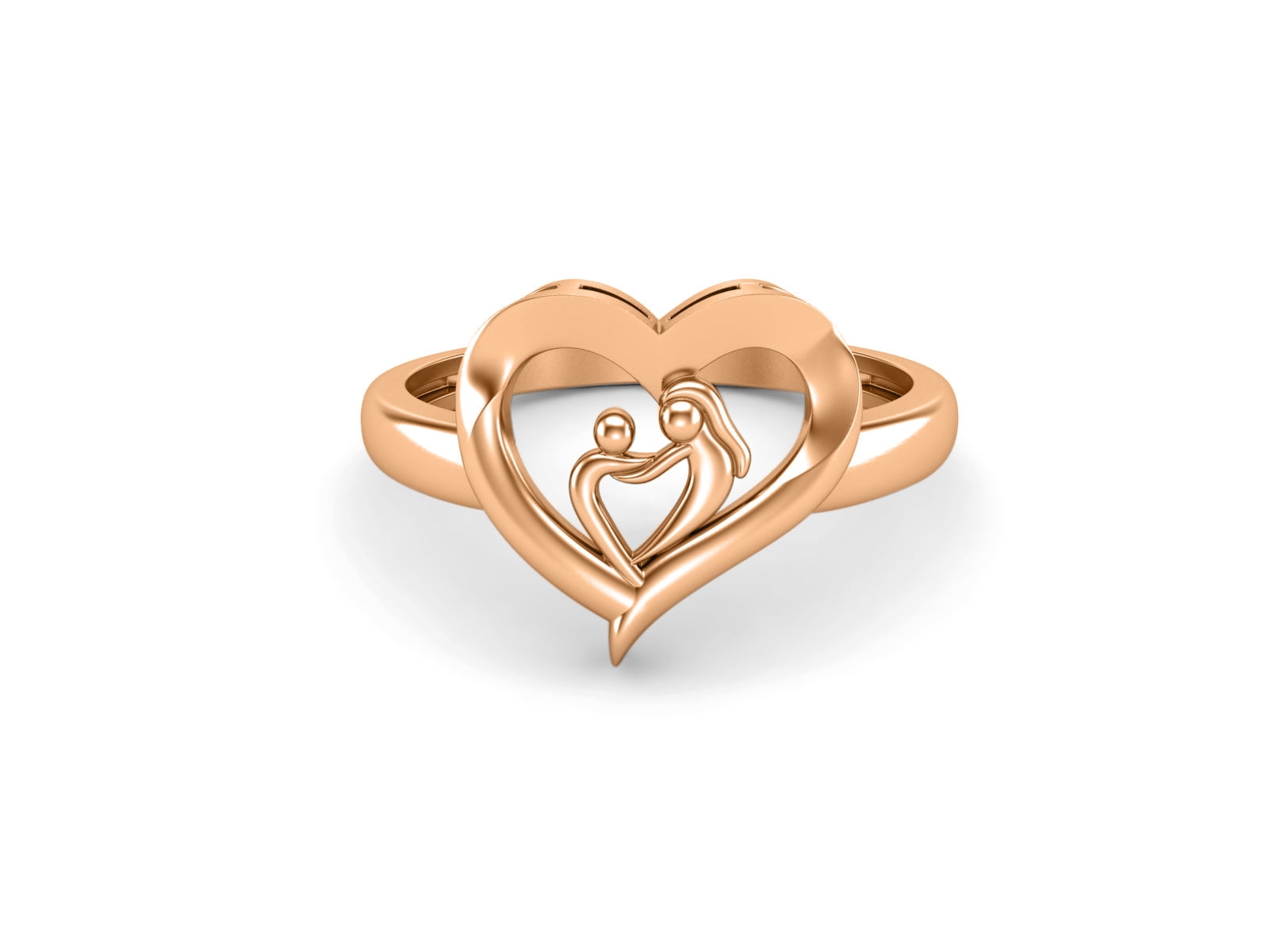 925 Sterling Silver Gold Vermeil Mother Daughter Baby Child Heart Ring Love  Band Ring Mothers Day Gift
