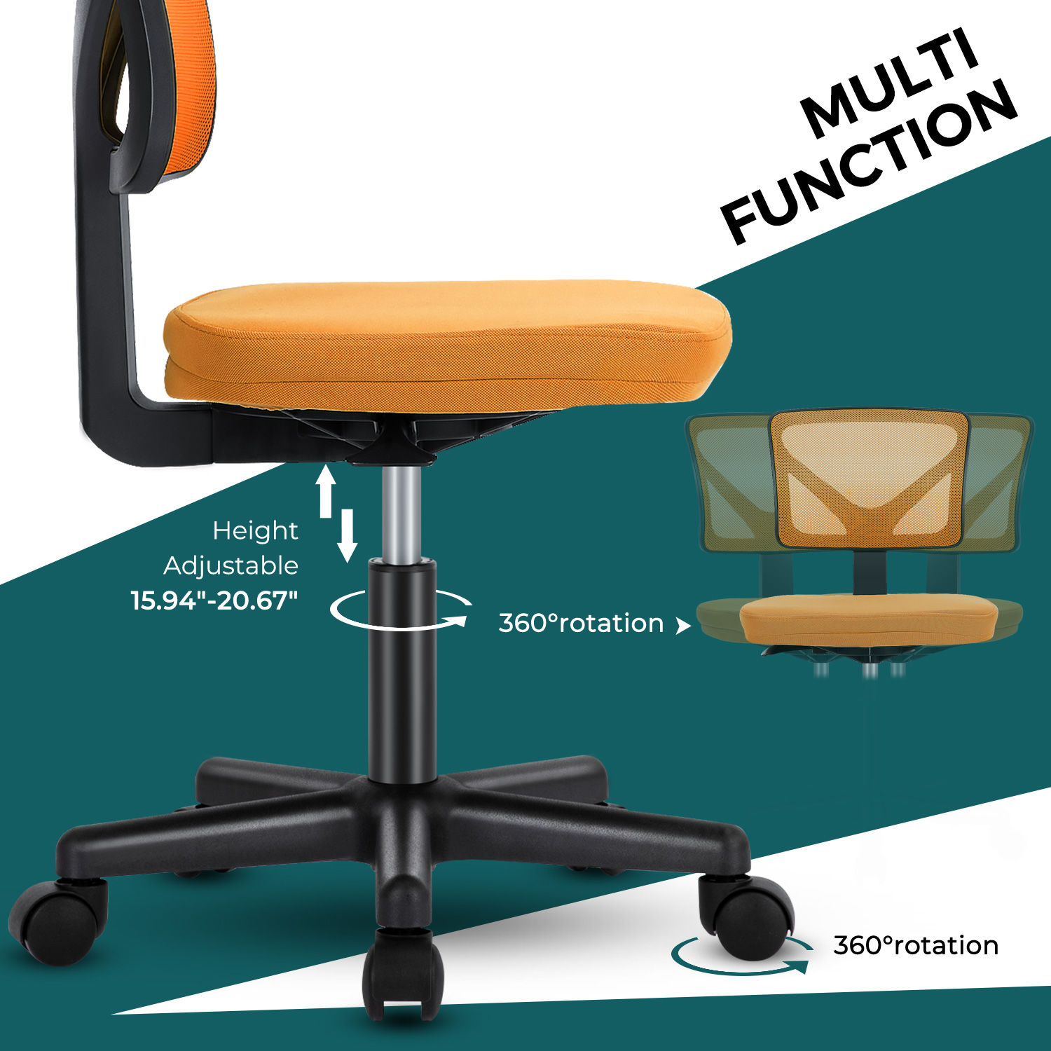 Aukfa Desk Chair Home Office Chair with Lumbar Support, Black,