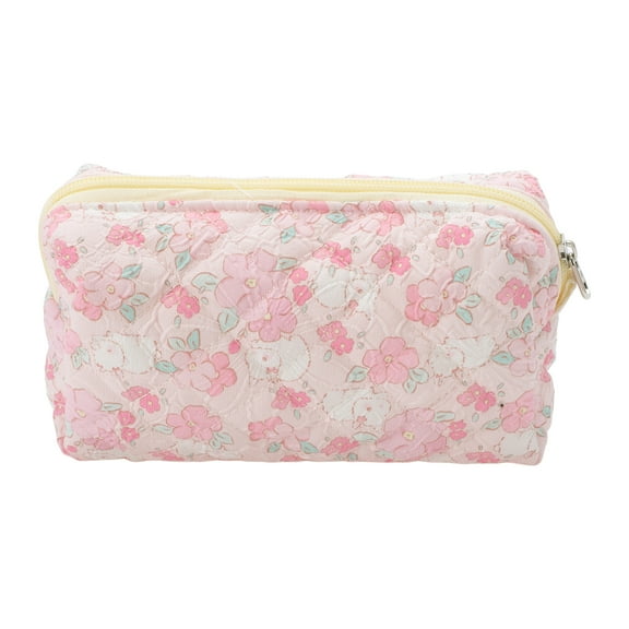 Unique Bargains 1 Pc White Rabbit Makeup Bag for Travel Pink Polyester