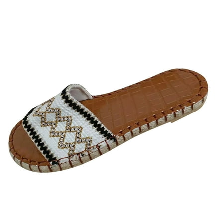 

CYMMPU Women s Slippers Women Printing Flat Open Toe Slippers Shoes Comfy Sandals Casual Comfortable Beach Sandals