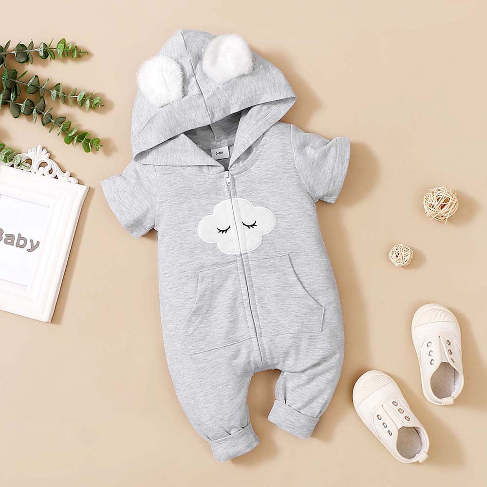 Baby Boys Girls Romper Hooded Dinosaur Jumpsuit Infant Cotton Sleepsuit Long Sleeve Onesie Pajama Zipper Outfits