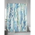 thumbnail image 5 of Fsddascl Blue Green Leaf Shower Curtain Set - Small 36" x 72" Washable Bathtub Curtain with 12 Hooks, Summer Vintage Watercolor Plant Waterproof Fabric Stall Shower Curtains for Bathroom/Bathtub, 5 of 6