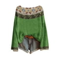 thumbnail image 1 of WTXUE Chandail Rétro Vintage à Imprimé Artistique pour Femmes, Blouses Légères, Hauts Boho Décontractés, Chandail Tricoté à Imprimé Léopard, Chandails à Manches Longues, Col Rond, Chandail Bohème Vert TTG, 1 of 3