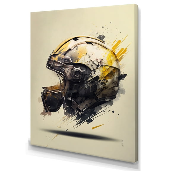 Designart Football Player Helmet II Canvas Wall Art