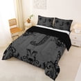 thumbnail image 2 of Castle Fairy Gothic Skull Letter J Queen Comforter Set 3pcs for Adults,Spooky Flowers Bedding Comforter Set,Black Reversible, 2 of 6