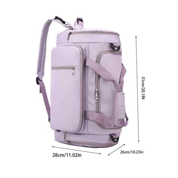 SHENGXINY Travel Duffle Bag for Women, Versatile Weekender Carry-On Gym Bag with Wet Pocket, Convertible Backpack Design, Large Capacity Lightweight for Business and Fitness Purple