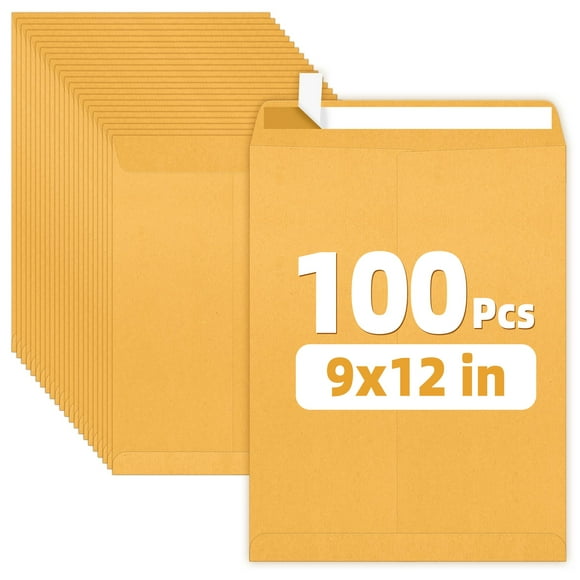 Catálogo de sobres SUNEE, 9 x 12 pulgadas, 100 unidades, papel kraft marrón