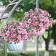 thumbnail image 3 of NOGIS 5 Bundles Outdoor Artificial Flowers Fake Silk Camellia Faux Flower Outside UV Resistant That Look Real for Front Porch Pots Planter Patio Balcony Garden Yard Home Decor (Pink), 3 of 7