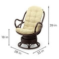 thumbnail image 2 of Java Swivel Rocking Lounge Chair Natural Handmade Rattan Wicker with Cream Cushion, Dark Brown, 2 of 5