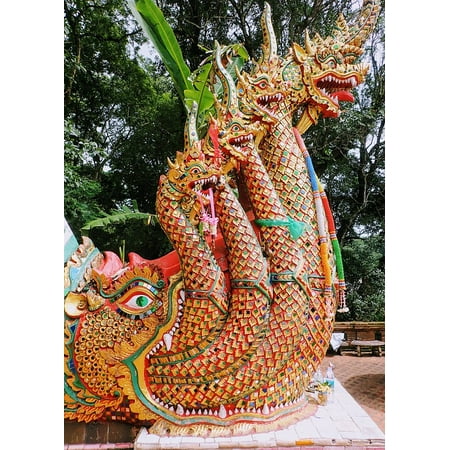 Thai Silver Snake - LAMINATED POSTER Sculpture Thailand Asia Dragon Statues Snake Poster Print 24 x 36