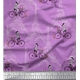 thumbnail image 1 of Soimoi Velvet Fabric Girl,Bicycle & Eiffel Tower Architectural Printed Fabric 1 Yard 58 Inch Wide, 1 of 1