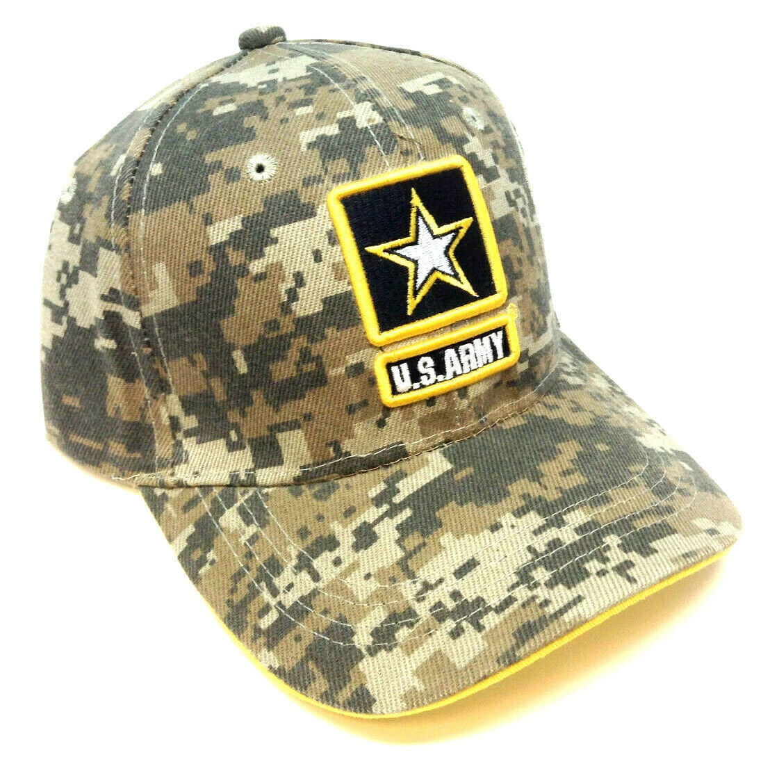 U.S. Army Star Shadow Camo Baseball Cap - 100% Cotton Digital Camouflage Embroidered Hat