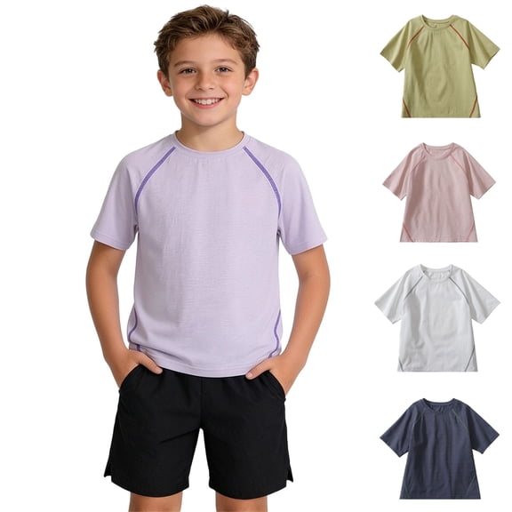Asxite Toddler Tshirt Breathable Short Sleeve Crew Neck Active Casual Summer Tops 2-12Y