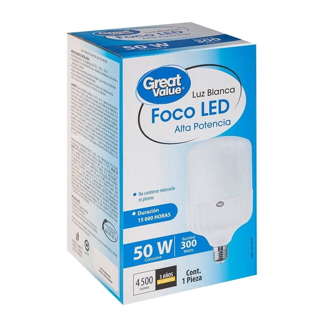 Foco LED Great Value Alta Potencia Luz Blanca 50 W