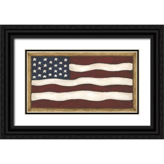 Shamp, Cindy 32x19 Black Ornate Wood Framed with Double Matting Museum Art Print Titled - Flag
