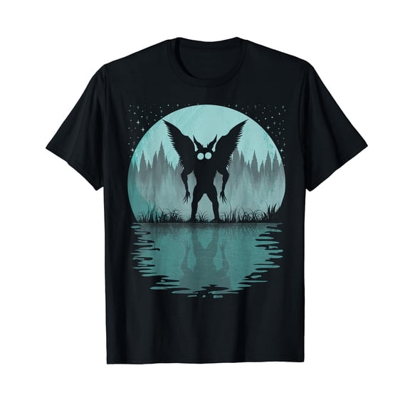 Mothman! Cool Cryptid Full Moon For Men Mothman Black T-Shirt