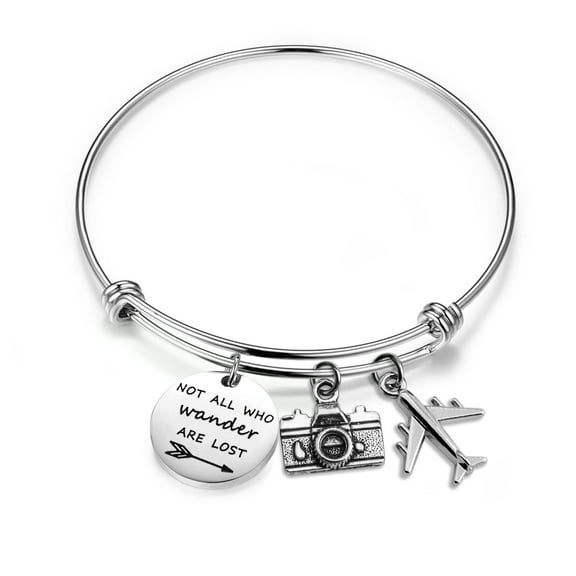 Adventure Bracelet Traveler Bracelet Not All Who Wonder are Lost Charm Bracelet Wanderlust Gift