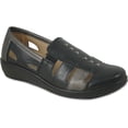 thumbnail image 1 of kozi Chaussures Décontractées Confortables pour Femmes, Mocassin à Enfiler à Talon Compensé OY3236 avec Bout Rond, Double Bout, Semelle Intérieure Amovible, Noir, 1 of 8