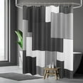 thumbnail image 2 of Extra Long Black Shower Curtain Textured Fabric Waffle Weave Polyester Modern Bath Shower Curtains for Bathroom, Mid Century Waterproof Shower Curtain Set with 12 Hooks, Machine Washable 72 x 84 inch, 2 of 6