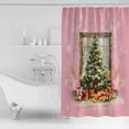 thumbnail image 4 of Extra Long Shower Curtain 72x84 Inch, Pink Christmas Tree Shower Curtain Waterproof Bathroom Decor Watercolor Xmas Snowflake Fabric Bath Curtain Set Accessories with Hooks, 4 of 6