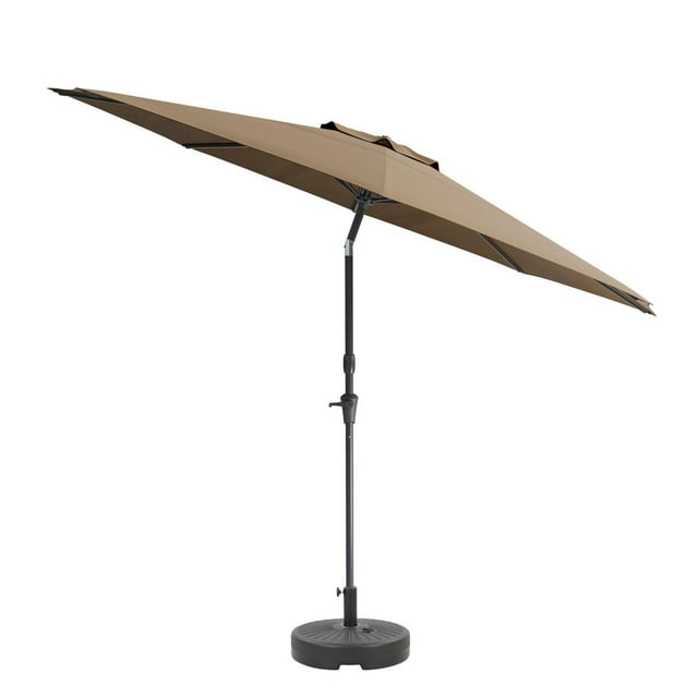 CorLiving 10ft Wind Resistant Tilting Patio Umbrella with Aluminum & Steel Frame & Round Base
