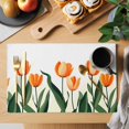 thumbnail image 2 of Orange Tulip Placemats Set of 12 Watercolor Retro Elegant Botanical Place Mats Indoor Wipeable Table Mats Washable Cloth Dining Table Placemats for Kitchen Holiday Party Home Decor 13x19 Inch, 2 of 9