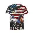 thumbnail image 4 of Uaswgudfs ​Women's Patriotic American Eagle & Horse Graphic T-Shirt with US Flag & USA Lettering - 4th of July Independence Day Casual Shirts Multicolor L, 4 of 5