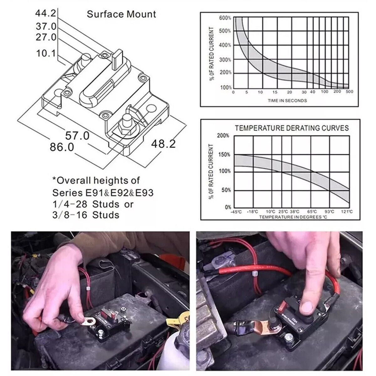 30 Amp Circuit Breaker 12V Marine Circuit Breaker 30A Resettable Fuse Circuit Breaker DC 12 Volt Waterproof for Automotive Car RV Boat