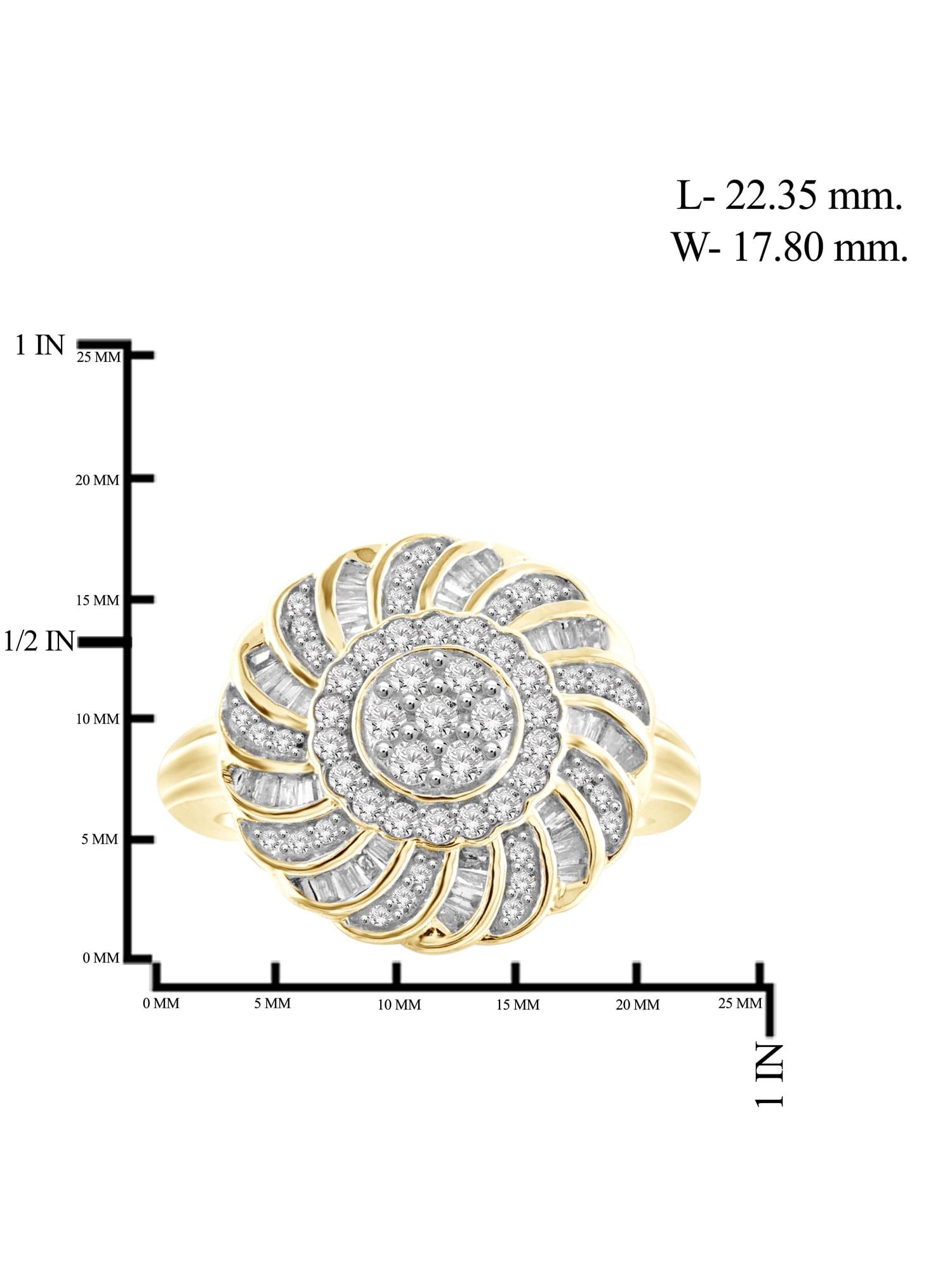 JewelersClub 14K Gold Plated Silver 1.00 Carat White diamond Ring for Women | Diamonds for Everyday Womens Wear