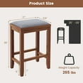 thumbnail image 3 of Costway Set of 2 Upholstered Bar Stools Wooden Counter Height Dining Chairs Walnut, 3 of 9