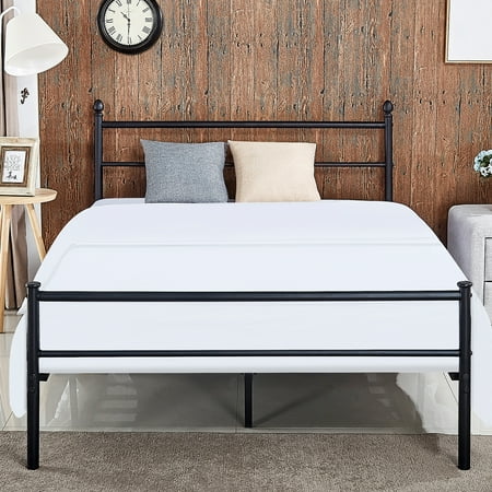 Metal Platform Queen Bed Frame Bed Box Spring Replacement W Headboard Walmart Com Metal Platform Queen Bed Frame Bed Box Spring Replacement W Headboard Walmart Com