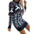 thumbnail image 3 of Christmas Sweater Dress for Women Winter Autumn Long Sleeve O-neck Knitted Pullover Mini Dress, 3 of 6