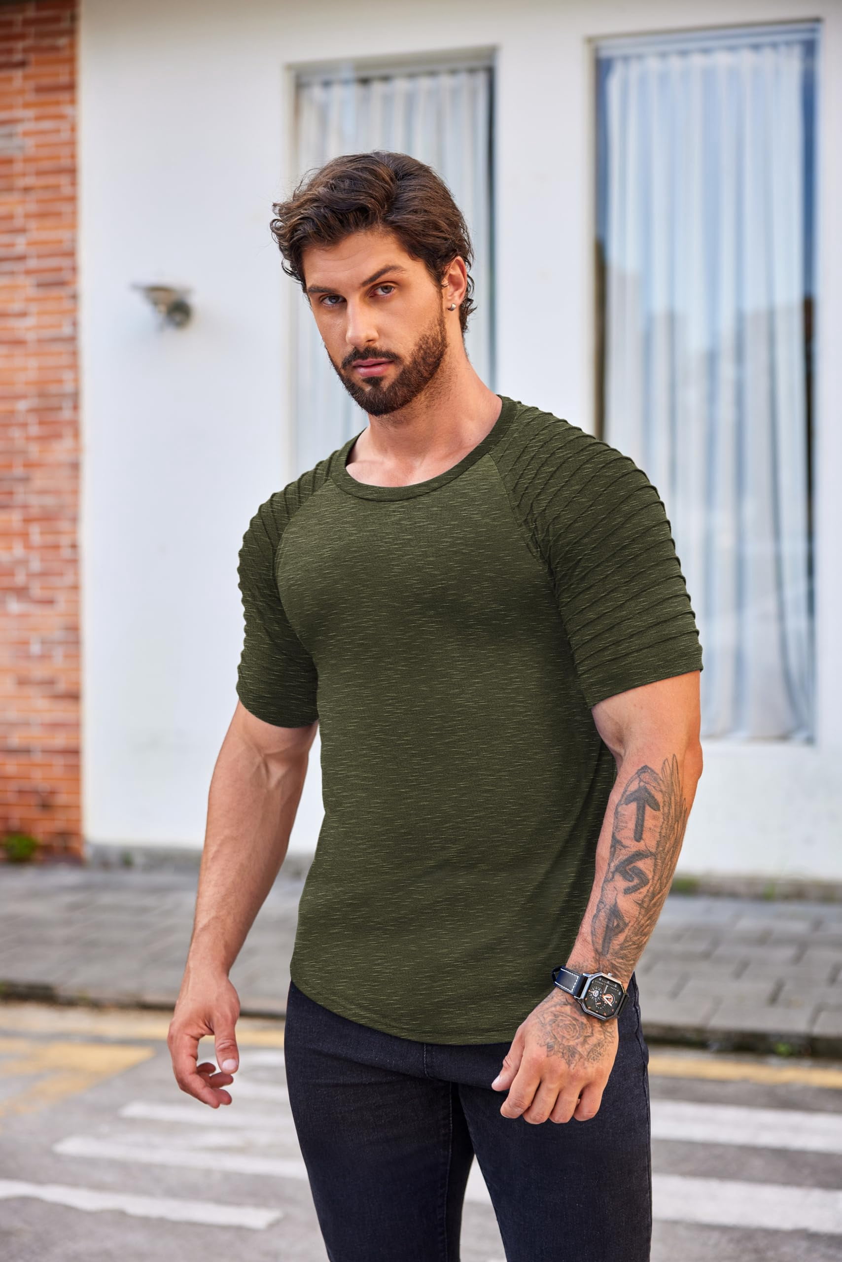COOFANDY Mens Gym Workout Casual Short Sleeve Slim-Fitted T Shirt