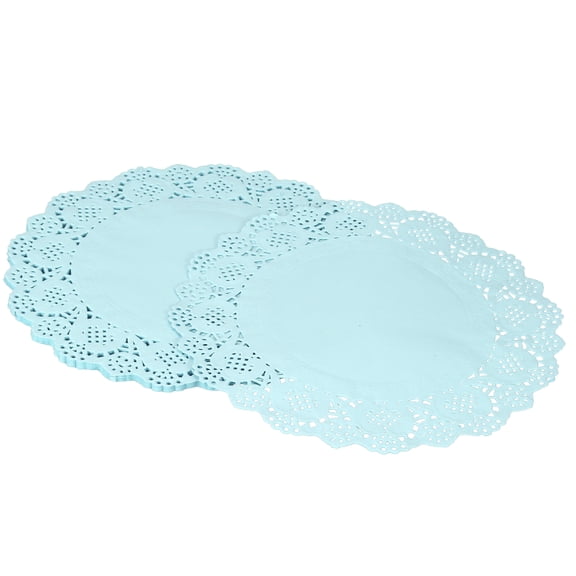 Uxcell 50Pcs Paper Doilies, 10.5" Lace Doilies Round Paper Placemats for Dessert Cake Wedding Birthday Party Decorations Sandwiches Restaurants, Blue