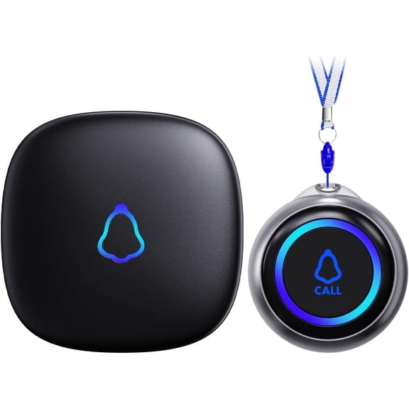 Caregiver Pager, Wireless Call Button for Seniors/Elderly at Home, 1 SOS Button   1 Receiver Medical Life Alert System, Emergency Panic Call Bell, Help Alarm for Nurse Calling & Patient Assistance