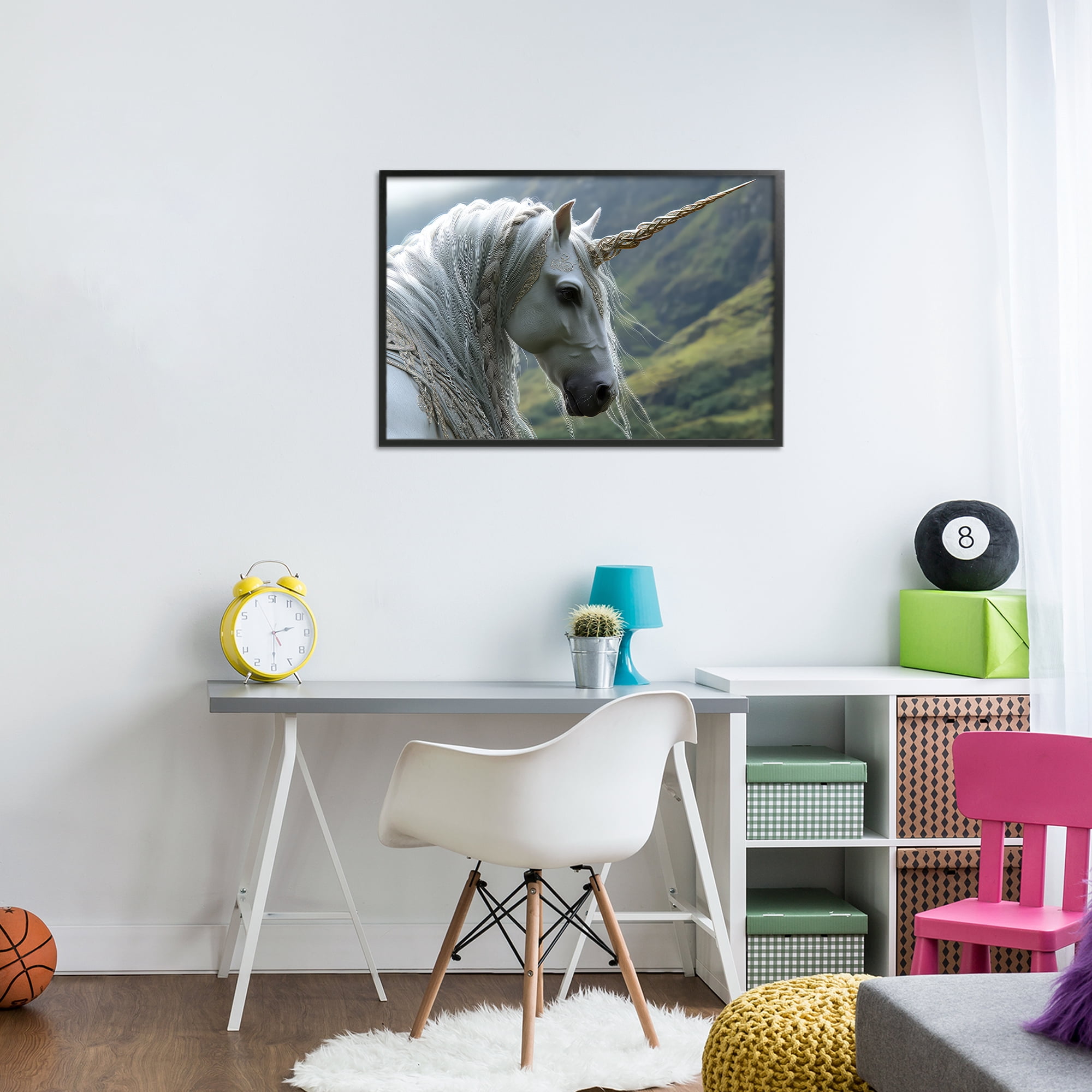 Stupell Industries Celtic Unicorn Braided Mane Black Framed Giclee Art, design by The Wands Want