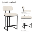 thumbnail image 4 of ClinQ Modern Bar Stools Set of 4, Upholstered Counter Height Bar Chairs with Sturdy Metal Frame and Backrest for Kitchen Island, Beige, 4 of 11