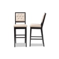 thumbnail image 3 of Baxton Studio Gideon Modern and Contemporary Sand Fabric Upholstered and Dark Brown Finished Wood 2-Piece Bar Stool Set, 3 of 7