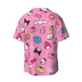 thumbnail image 6 of Lsque Sanrio print Men's Cuban Collar Short Sleeve Shirt Summer Beachwear Casual Button Down Fashionable Vacation Leisure Shirt-XX-Large, 6 of 7