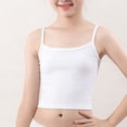 thumbnail image 2 of oelaio Girls Undershirts Solid Color Cami Camisole Spaghetti Straps Sleeveless Tank Tops White 140, 2 of 6