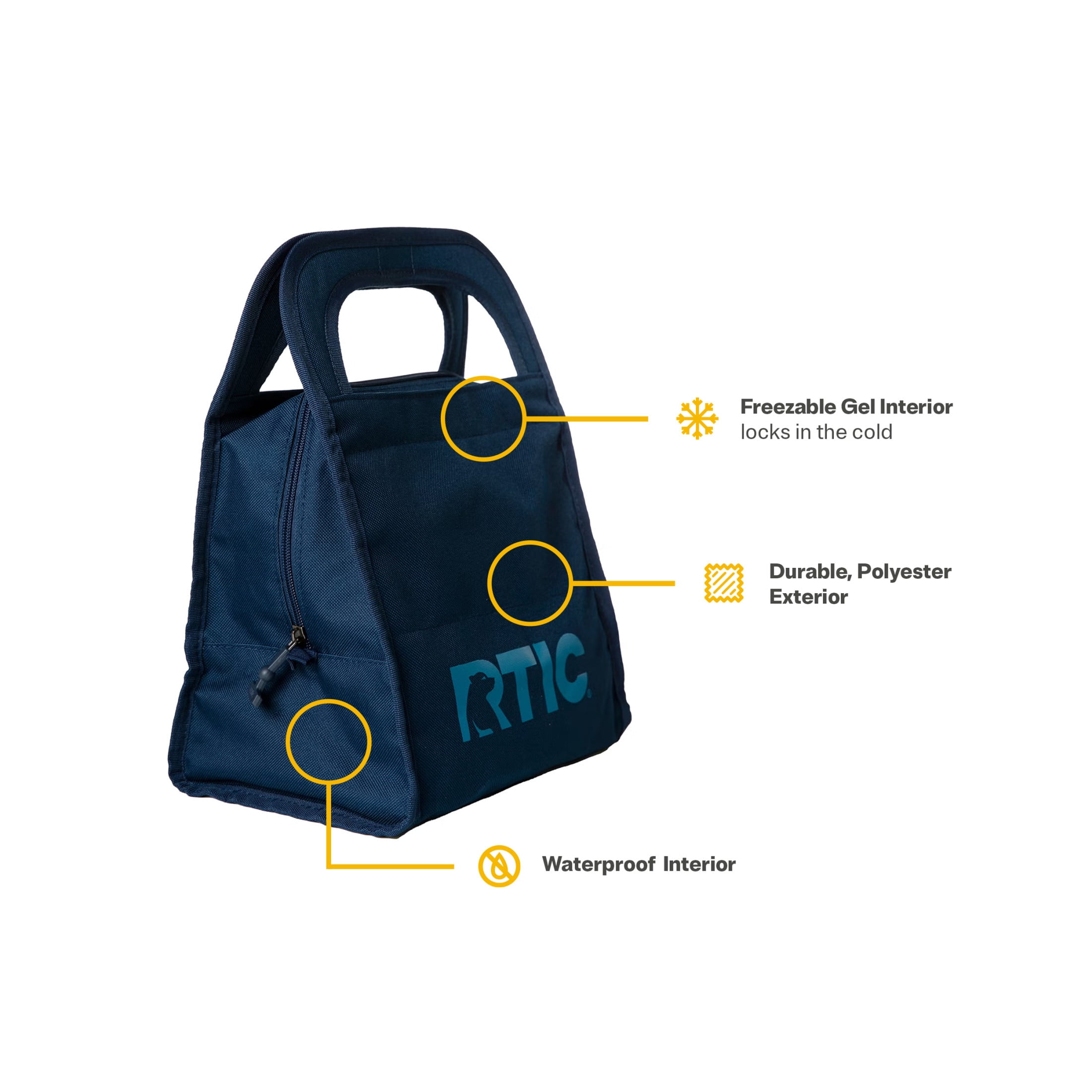 RTIC Ice Lunch Set, Lunch Bag, Container and Little Road Trip Tumbler, Leak Proof, Navy