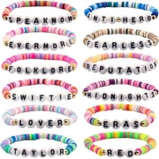 Walkfairy Taylor Friendship Bracelets,TS Inspired Bracelets Set, Lover Anti Hero Reputation Swiftie Bracelets for Women and Girls Fearless Speaknow Red Evermore ERAS Bracelets,Pack of 12