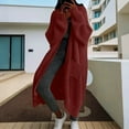 thumbnail image 3 of UTSJKR Womens Long Cardigan Sweaters Oversized Long Sleeve Open Front Cable Knit Jackets Fall Winter Shaggy Coat with Pockets Wine L, 3 of 4