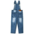 thumbnail image 2 of KIDSCOOL SPACE Little Girl Ripped Denim Overalls, Adjustable Elastic Waistand Inside Stretch Jeans Jumpsuit,Light Blue,7-8 Years, 2 of 8