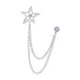 thumbnail image 3 of Men Brooch Suit Pin Metal Tie Clip Rhinestone Chain Tassel Accessories Exquisite Argent, 3 of 8