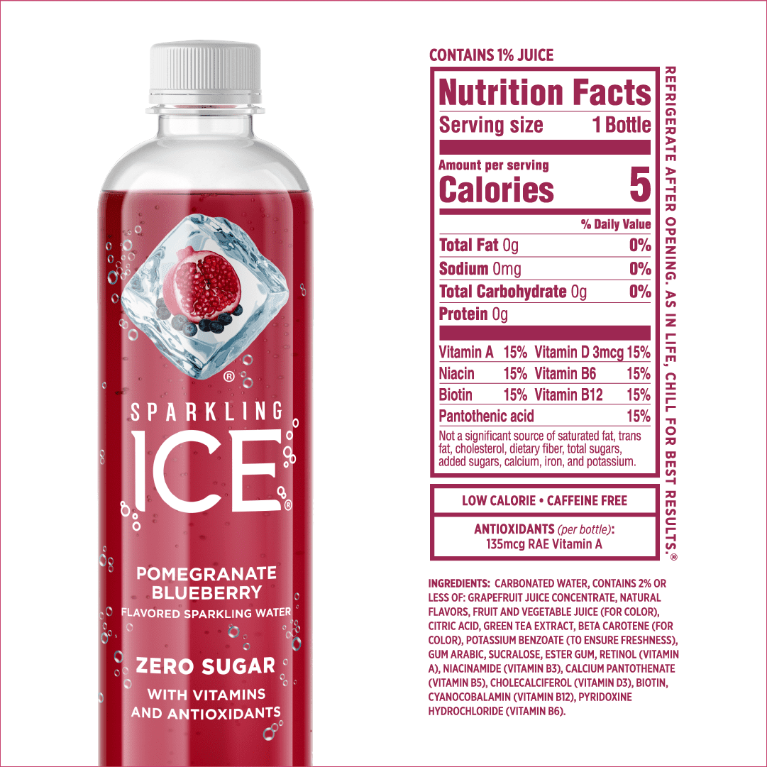 Sparkling Ice® Naturally Flavored Sparkling Water, Pomegranate Blueberry 17 Fl Oz, (Pack of 12)