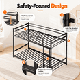 thumbnail image 3 of Miniyam Twin over Twin Metal Bunk Bed, Convertible to 2 Twin Beds with Guardrail, Black, 3 of 7