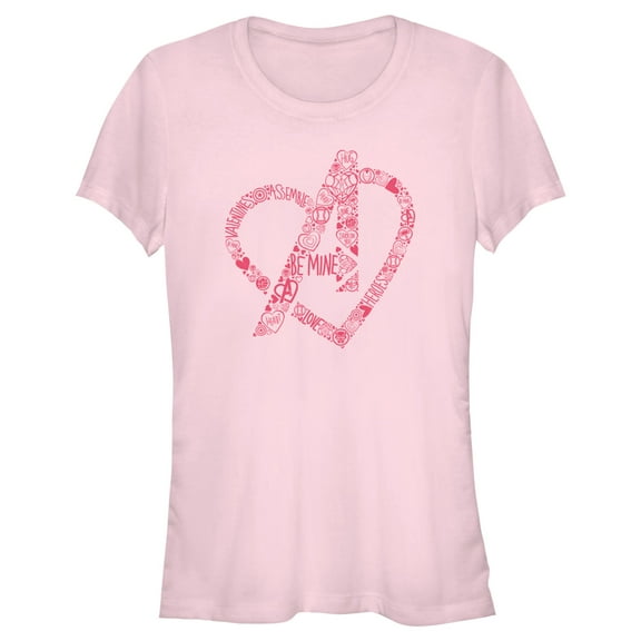 Junior's Marvel Avengers Be Mine  Graphic Tee Light Pink Large